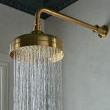 Booth & Co. Axbridge Brushed Brass 200mm Shower Head & Arm - Lifestyle Image 1